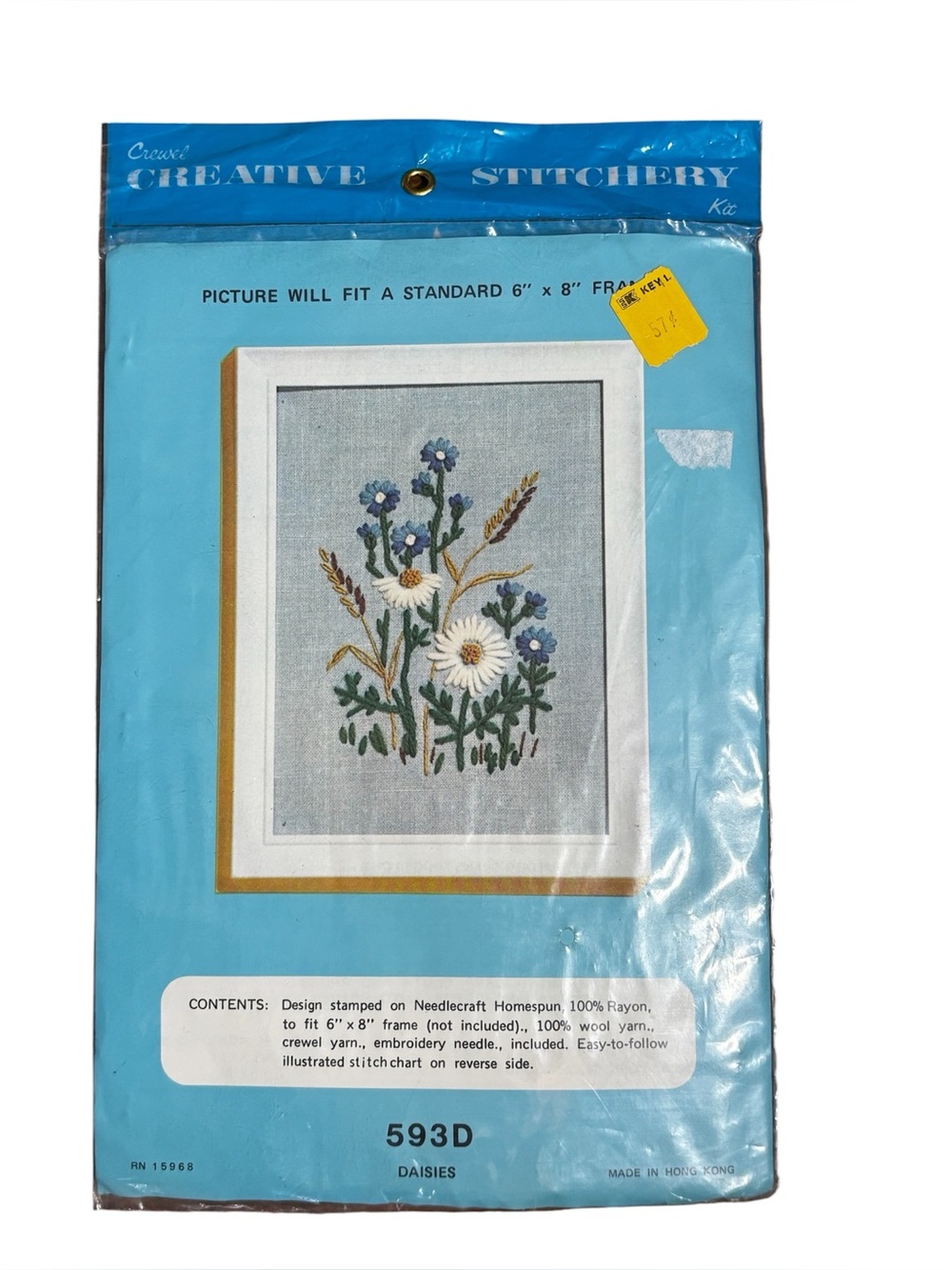Creative Stitchery Crewel Embroidery Kit featuring a daisies floral design